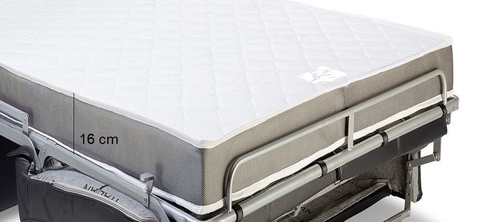 Canapé express 140 cm SOFIA EDITION Cuir et PU Cayenne blanc matelas 16 cm OUTLET